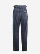 Miu Miu Paper Waist Jeans In Cotton Denim With Logo Detail Miu Miu Paper Waist Jeans In Cotton Denim With Logo Detail - Blue