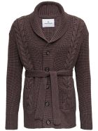 Tagliatore Brown Wool Cardigan With Belt Tagliatore Brown Wool Cardigan With Belt - Brown