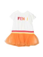 Fendi White Dress With Multicolor Logo Fendi White Dress With Multicolor Logo - Gesso