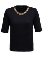 Liu-Jo Black Cotton T-shirt With Chain Detail Liu-Jo Black Cotton T-shirt With Chain Detail - Black