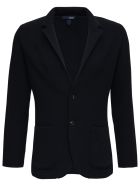 Lardini Single-breasted Black Piquet Wool Jacket Lardini Single-breasted Black Piquet Wool Jacket - Black