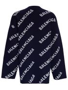 Balenciaga Wool Blend Sweater With Allover Logo Balenciaga Wool Blend Sweater With Allover Logo - Blu