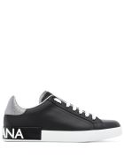 Dolce & Gabbana Portofino Leather Sneaker With Logo Dolce & Gabbana Portofino Leather Sneaker With Logo - Black