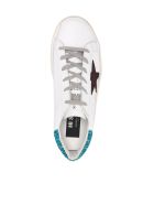 Golden Goose Hi Star Leather Upper Suede Star Glitter Heel And Spur Golden Goose Hi Star Leather Upper Suede Star Glitter Heel And Spur - White Brown Atomic Blue