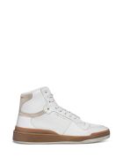 Saint Laurent Sl24 Mid-top Sneakers In Leather And Suede Saint Laurent Sl24 Mid-top Sneakers In Leather And Suede - White