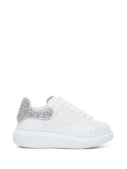 Alexander McQueen Oversize Leather Sneakers With Glitter Inserts Alexander McQueen Oversize Leather Sneakers With Glitter Inserts - White