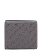 Balenciaga Bifold Grey Leather Wallet With Allover Logo Balenciaga Bifold Grey Leather Wallet With Allover Logo - Grey