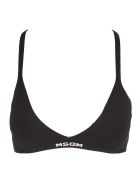 Ribbed Knit Logo-hem Bra MSGM Ribbed Knit Logo-hem Bra - Nero