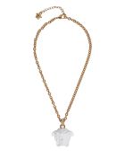 Medusa Necklace In Painted White Metal Versace Medusa Necklace In Painted White Metal