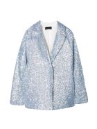 Monnalisa Single-breasted Blazer With Sequins Monnalisa Single-breasted Blazer With Sequins - Celeste