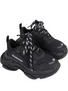 Balenciaga Black Sneakers Triple S For Kids With Logo Balenciaga Black Sneakers Triple S For Kids With Logo - Black