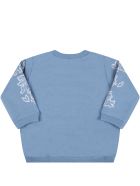Kenzo Kids Light Blue Sweatshirt For Baby Boy With Tiger Kenzo Kids Light Blue Sweatshirt For Baby Boy With Tiger - Blue