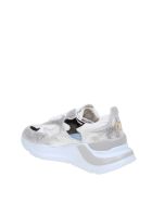 At Your Place. Fuga Sneakers In Leather And Fabric D.A.T.E. At Your Place. Fuga Sneakers In Leather And Fabric - White/Silver