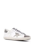 Man White And Grey Super-star Sneakers With Python Printed Star Golden Goose Man White And Grey Super-star Sneakers With Python Printed Star