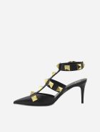 Valentino Garavani Roman Stud Leather Slingback Pumps Valentino Garavani Roman Stud Leather Slingback Pumps - Black