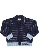 Fendi Blue Cardigan For Baby Boy With Doubles Ff Fendi Blue Cardigan For Baby Boy With Doubles Ff - Blue