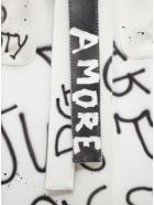 Dolce & Gabbana Graffiti Wool Blend Long Coat With Belt Dolce & Gabbana Graffiti Wool Blend Long Coat With Belt - White/black
