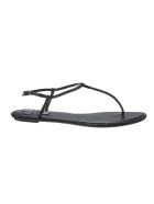 Balck Leather Diana Strass Flip Sandals René Caovilla Balck Leather Diana Strass Flip Sandals - Black