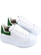Alexander McQueen White Sneakers For Kids With Crocodile Effect Alexander McQueen White Sneakers For Kids With Crocodile Effect - White