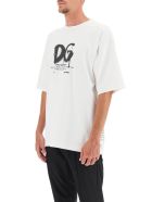 Spray Logo Oversize T-shirt Dolce & Gabbana Spray Logo Oversize T-shirt - Dg fdo bco nat
