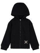 Kenzo Kids Black Cotton Hoodie With Logo Print Kenzo Kids Black Cotton Hoodie With Logo Print - Black