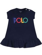 Ralph Lauren Blue Dress For Baby Girl With Logo Ralph Lauren Blue Dress For Baby Girl With Logo - Blue