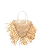 Il Gufo Handbag In Raffia And Leather With Fringes Il Gufo Handbag In Raffia And Leather With Fringes - Beige