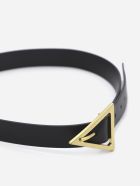 Bottega Veneta Leather Belt With Triangular Buckle Bottega Veneta Leather Belt With Triangular Buckle - Black