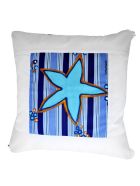 Hand Painted Cushions 100x100 Cm Le Botteghe su Gologone Hand Painted Cushions 100x100 Cm - Blue Fantasy