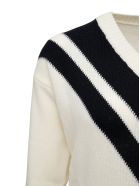 Mauro Grifoni Bicolor Wool V-neck Sweater Mauro Grifoni Bicolor Wool V-neck Sweater - White