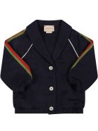 Gucci Blue Cardigan For Baby Boy With Double Gg Gucci Blue Cardigan For Baby Boy With Double Gg - Multicolor