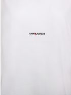 Saint Laurent White Cotton Basic T-shirt With Logo Saint Laurent White Cotton Basic T-shirt With Logo - White