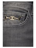 Elisabetta Franchi Jeans With Golden Horsebit Detail Elisabetta Franchi Jeans With Golden Horsebit Detail - Grey