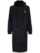 Balenciaga Long Nylon Raincoat With Logo Print Balenciaga Long Nylon Raincoat With Logo Print - Black
