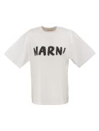 Marni Cotton Jersey T-shirt With Marni Print Marni Cotton Jersey T-shirt With Marni Print - Lily White