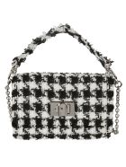 Furla Tartan Check Frayed Shoulder Bag Furla Tartan Check Frayed Shoulder Bag - Black