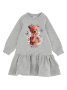 Monnalisa Dress With Long Sleeves And Front Logo Monnalisa Dress With Long Sleeves And Front Logo - Grey