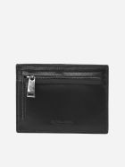 Bottega Veneta Card Holder With Maxi Intrecciato Motif In Leather Bottega Veneta Card Holder With Maxi Intrecciato Motif In Leather - Black-silver