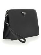 Prada Logo Plaque Top Zipped Clutch Prada Logo Plaque Top Zipped Clutch - Black
