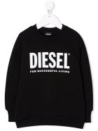 Kids Black Sweatshirt With White Oversize Logo Diesel Kids Black Sweatshirt With White Oversize Logo