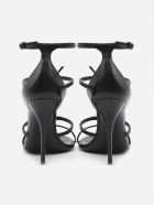 Saint Laurent Cassandra Sandals In Leather With Monogram Saint Laurent Cassandra Sandals In Leather With Monogram - Black