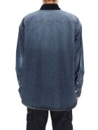 Dolce & Gabbana Oversized Denim And Flannel Shirt With Logo Dolce & Gabbana Oversized Denim And Flannel Shirt With Logo - Rosso