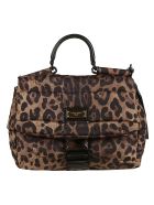 Dolce & Gabbana Buckled Front Logo Plaque Shoulder Bag Dolce & Gabbana Buckled Front Logo Plaque Shoulder Bag - Leopard
