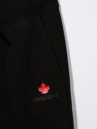 Kids Black Joggers With Logo And Maple Leaf Dsquared2 Kids Black Joggers With Logo And Maple Leaf