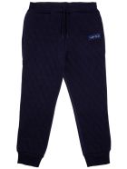 Kenzo Kids Blue Quilted Cotton Joggers With Logo Kenzo Kids Blue Quilted Cotton Joggers With Logo - Blu