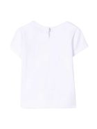 Monnalisa White T-shirt With Mullticolor Print Monnalisa White T-shirt With Mullticolor Print - Bianco