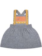 Gucci Gray Dress For Baby Girl With Logo Gucci Gray Dress For Baby Girl With Logo - Multicolor