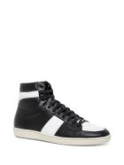 Saint Laurent Signature Court Sneakers In White And Black Leather Saint Laurent Signature Court Sneakers In White And Black Leather - White/black