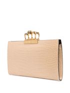 Alexander McQueen Four Ring Beige Crococdile Printed Leather Alexander McQueen Four Ring Beige Crococdile Printed Leather - Beige