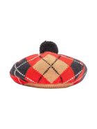Burberry Argyle Wool And Cashmere Basque With Rhombus Motif Burberry Argyle Wool And Cashmere Basque With Rhombus Motif - Red